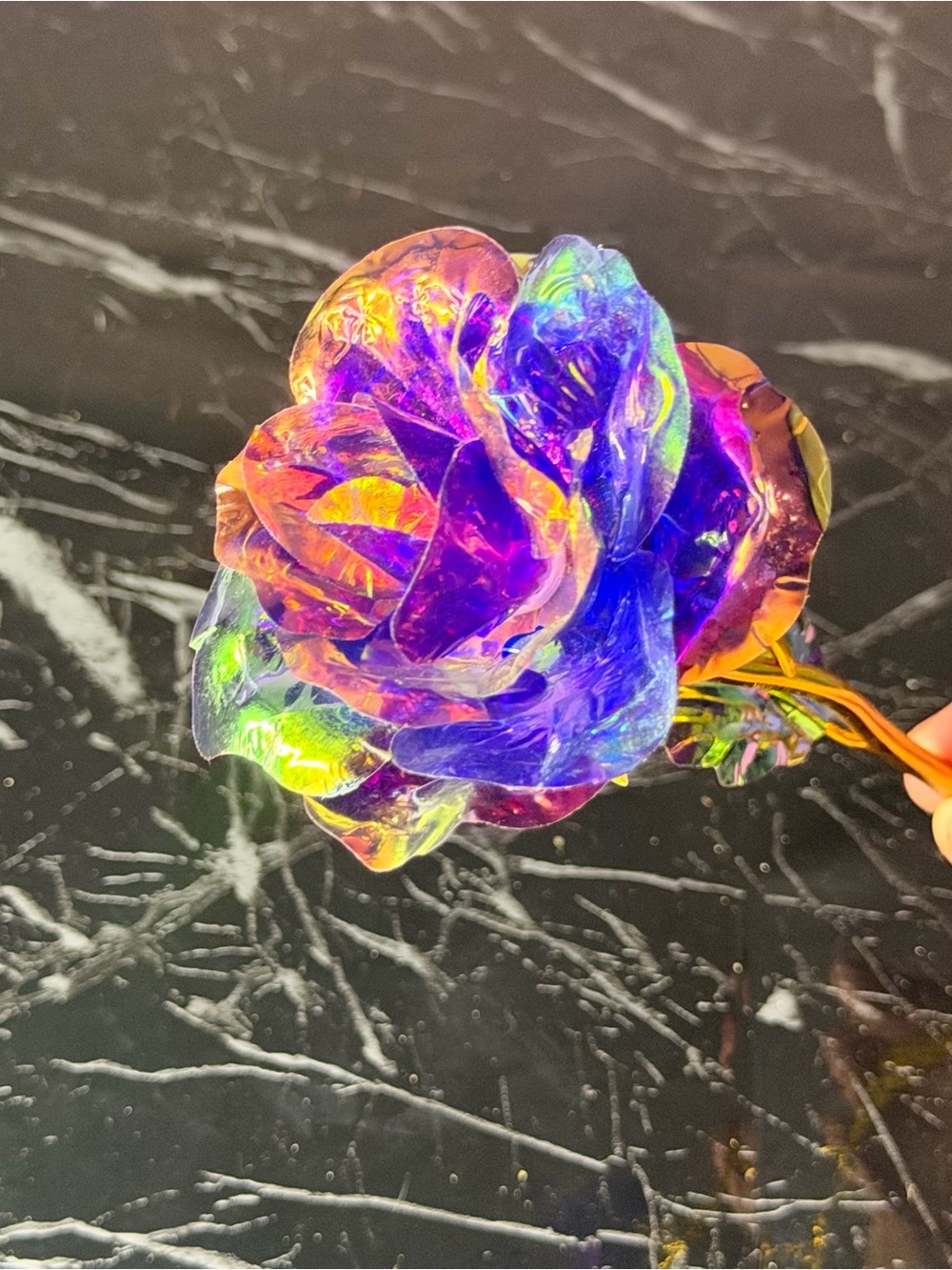 Purple and gold, artificial eternal flower
